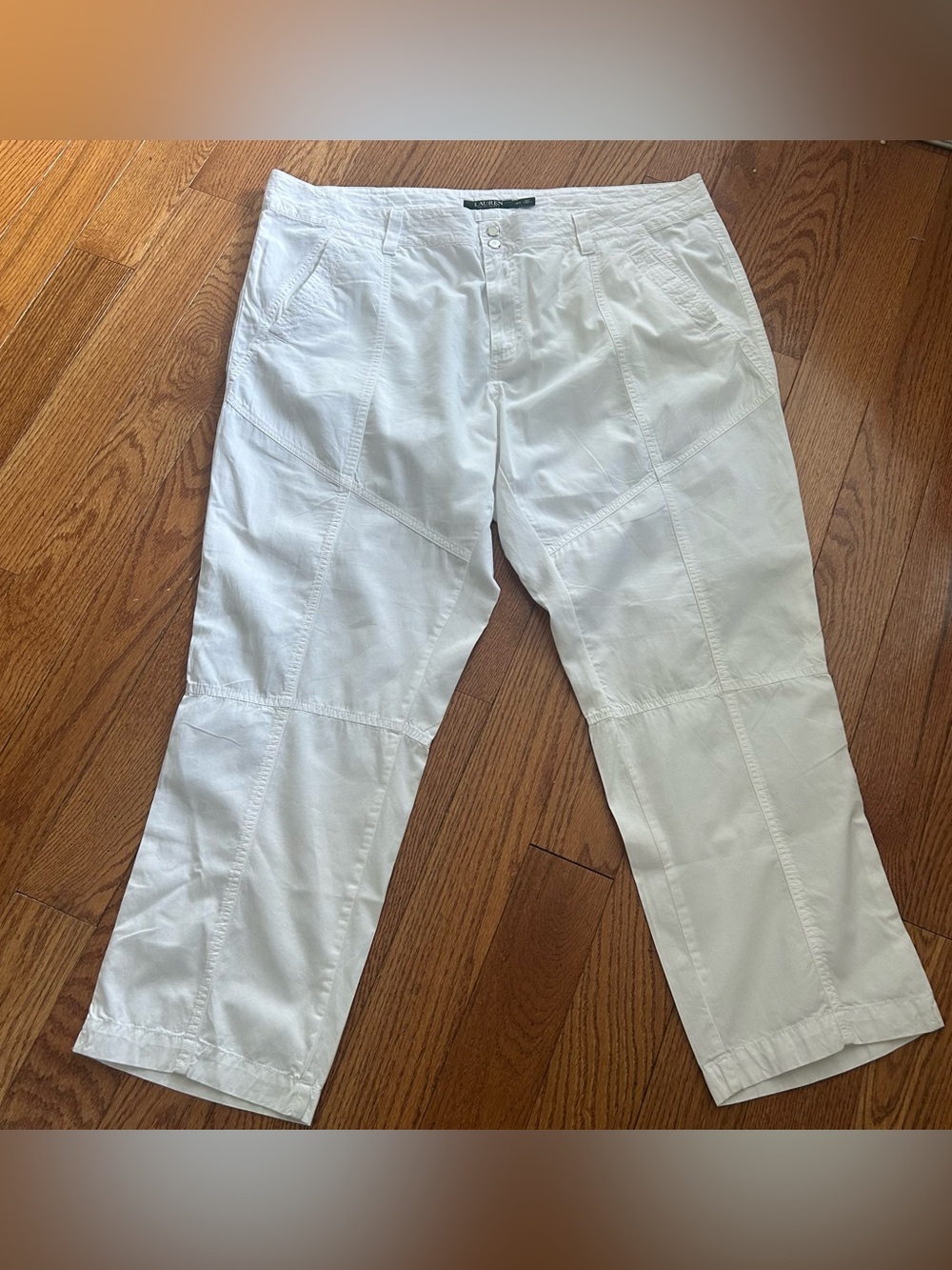 Lauren Ralph Lauren Cotton White Pants Size 18W Classic Plus Size Trouser EUC - Picture 2 of 13